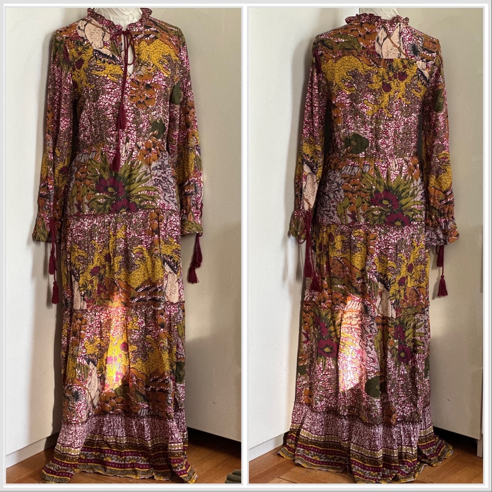 NWT Anthropologie RAGA Fleri Tiered Maxi Dress sz M - Picture 3 of 15
